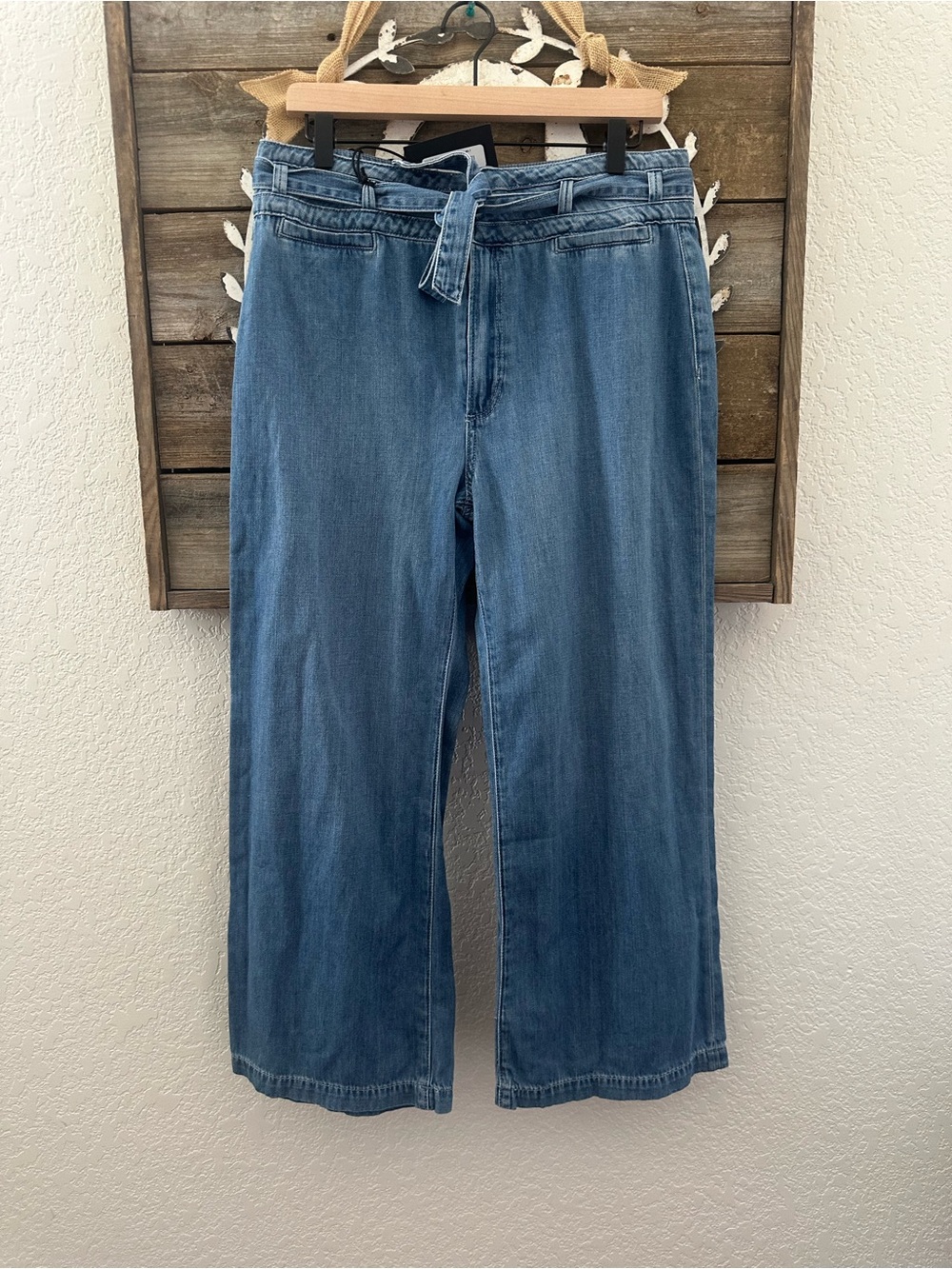 Paige Anessa Wide Leg Tie-Waist Denim Jeans - Blue size 31 NWT